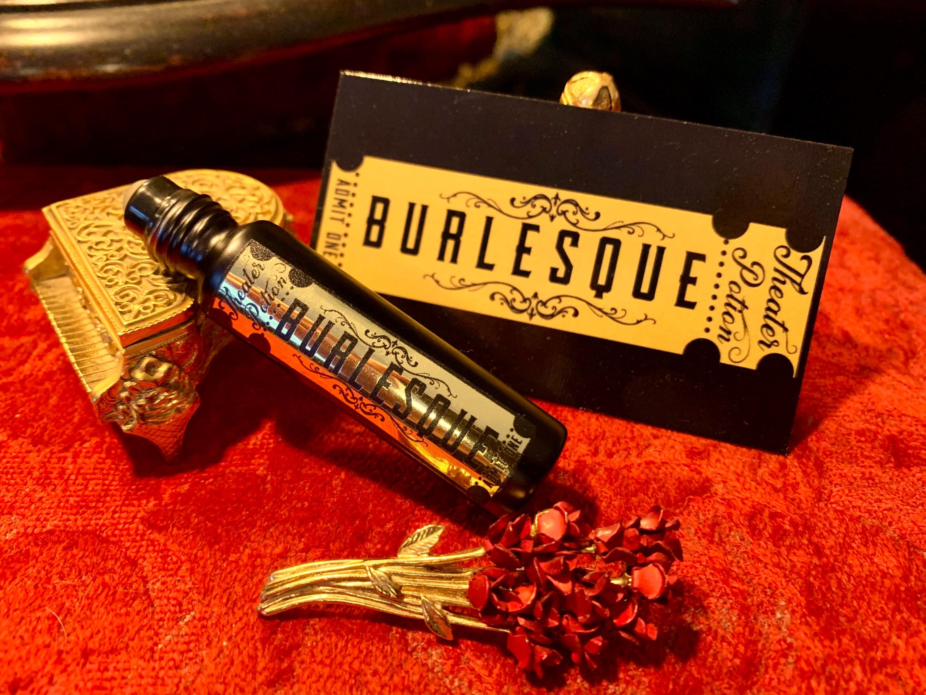 BURLESQUE Perfume Oil | Vintage Cabaret Scent | Amber Patchouli Cocoa Fragrance | Vegan Smoky Glamour Perfume | Theater Potion